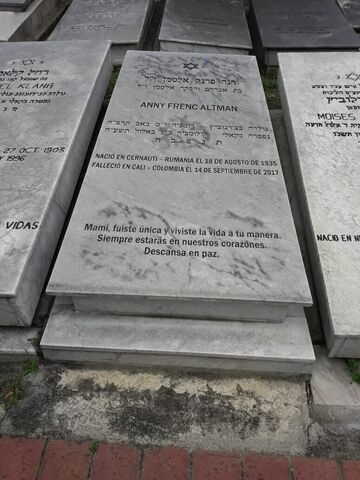 Lápida de Anny Altman de Frenc