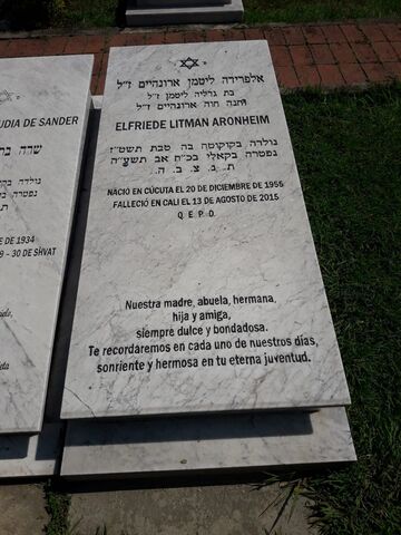Lápida de Elfride Litman Aronheim