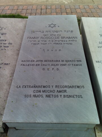 Lápida de Fanny Rosco de Braiman