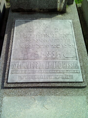 Lápida de Isaac Jacobo Laniado Hassin