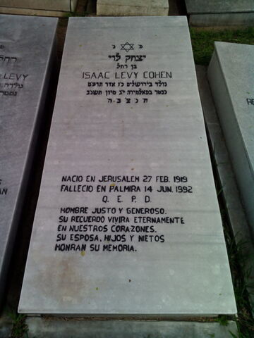 Lápida de Isaac Levy Cohen