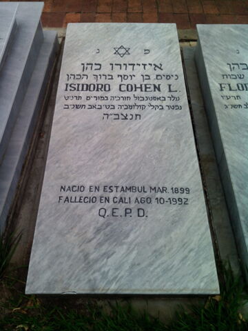 Lápida de Isidoro Cohen L.