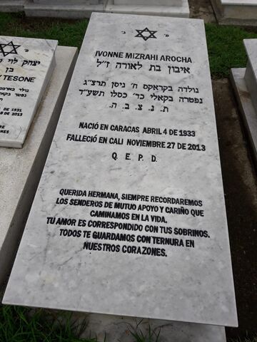 Lápida de Ivonne Mizrachi Arocha