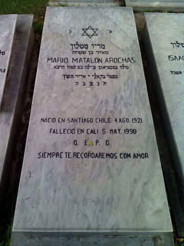 Lápida de Mario Matalon Arochas