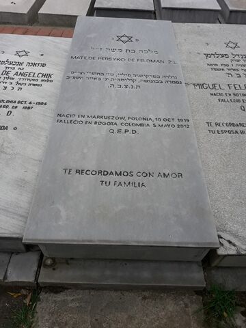 Lápida de Matilde Persyco de Feldman