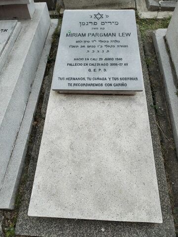 Lápida de Myriam Pargman Lew