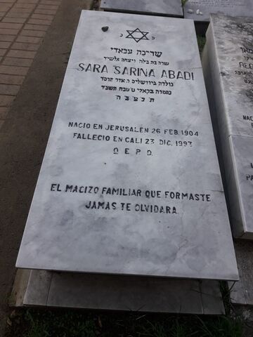 Lápida de Sara Sarina Abadi